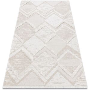 Rugsx - Carpet eco sisal moroc 22314 rhombuses, zigzag, boho fringe - structural beige / cream beige 194x290 cm