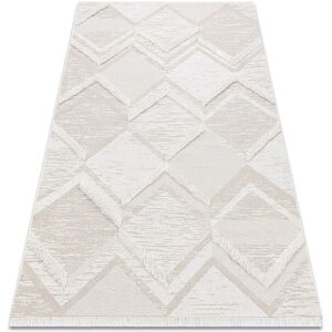 Rugsx - Carpet eco sisal moroc 22314 rhombuses, zigzag, boho fringe - structural beige / cream beige 175x270 cm