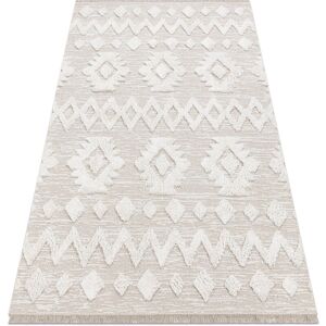Rugsx - Carpet eco sisal moroc 22319 rhombuses boho 22314 fringe - structural beige / cream beige 194x290 cm