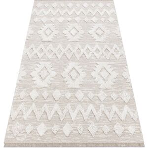 RUGSX Carpet eco sisal moroc 22319 rhombuses boho 22314 fringe - structural beige / cream beige 175x270 cm