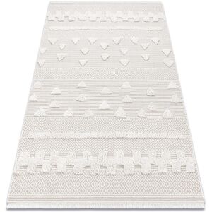 Rugsx - Carpet eco sisal moroc 22321 Triangles, zigzag boho fringe - structural beige / cream beige 175x270 cm