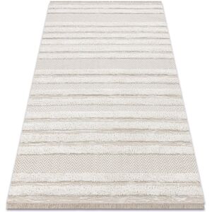 Rugsx - Carpet eco sisal moroc 22329 zigzag, lines boho fringe - structural beige / cream beige 194x290 cm