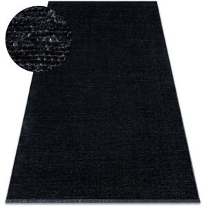 Rugsx - Carpet florence 24021 One-colour, glamour, flat woven, fringes - black black 175x270 cm