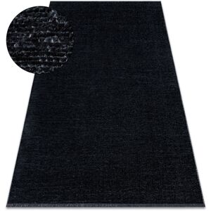 Rugsx - Carpet florence 24021 One-colour, glamour, flat woven, fringes - black black 155x220 cm