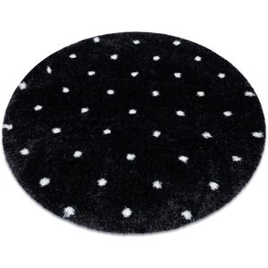 RUGSX Carpet FLUFFY 2370 circle,shaggy dots - anthracite / white black round 160 cm