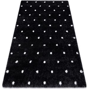 Rugsx - Carpet fluffy 2370 shaggy dots - anthracite / white black 140x190 cm