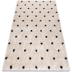 RUGSX Carpet FLUFFY 2370 shaggy dots - cream / anthracite beige 120x170 cm