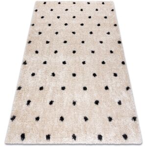 RUGSX Carpet fluffy 2370 shaggy dots - cream / anthracite beige 180x270 cm