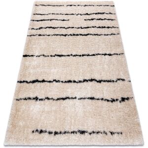 RUGSX Carpet fluffy 2371 shaggy stripes - cream / anthracite beige 120x170 cm