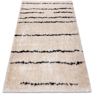 Rugsx - Carpet fluffy 2371 shaggy stripes - cream / anthracite beige 180x270 cm