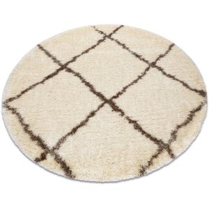 Rugsx - Carpet fluffy 2373 circle shaggy trellis - cream / beige beige round 160 cm