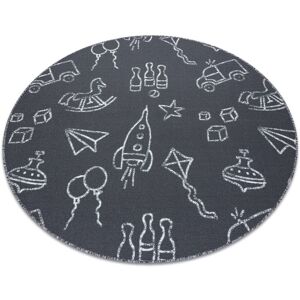 Rugsx - Carpet for kids toys circle to play, children's - grey grey round 100 cm