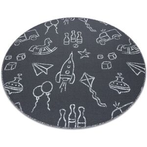 Rugsx - Carpet for kids toys circle to play, children's - grey grey round 133 cm