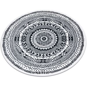 RUGSX Carpet FUN Napkin circle - cream black round 120 cm
