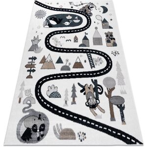 Rugsx - Carpet fun Route for children, street, animals cream white 280x370 cm