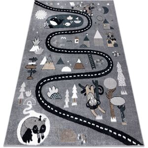 Rugsx - Carpet fun Route for children, street, animals grey grey 280x370 cm
