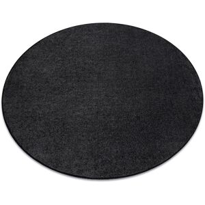 Rugsx - Carpet, round santa fe black 98 plain, flat, one colour black round 133 cm