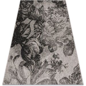 RUGSX CARPET SIZAL FLOORLUX 20491 FLOWERS silver / black beige 240x330 cm