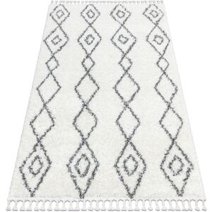 Rugsx - Carpet union 3374 Diamonds, chain cream / grey Fringe Berber Moroccan shaggy white 80x150 cm