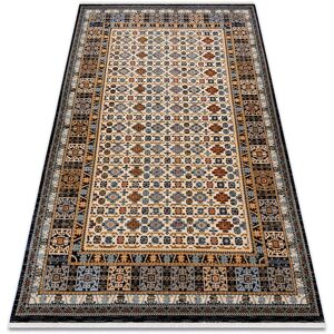RUGSX Carpet Wool keshan fringe, Frame oriental 6428/53551 beige / navy multicolour 250x340 cm