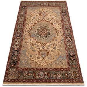 RUGSX Carpet Wool keshan fringe, Rosette oriental 7519/53555 beige / navy beige 250x340 cm