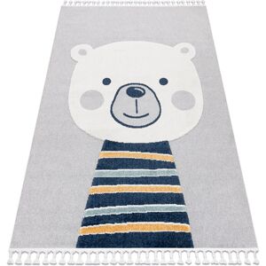 RUGSX Carpet YOYO GD50 grey / white - Teddy bear for children, structural, sensory Fringes grey 200x290 cm