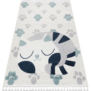 RUGSX Carpet yoyo GD59 white / grey - Kitten for children, structural, sensory Fringes beige 200x290 cm