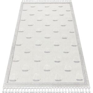 RUGSX Carpet yoyo GD62 white / grey - Clouds for children, structural, sensory Fringes beige 200x290 cm