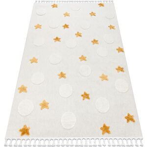 Rugsx - Carpet yoyo GD75 white / orange - Stars, circles for children, structural, sensory Fringes beige 200x290 cm