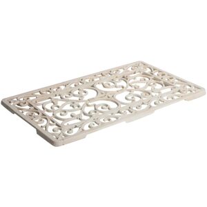 BISCOTTINI Cast Iron Doormat Large Home Entrance Distressed Outdoor Crescent Rectangular Rust White Non-Slip Rug Mat