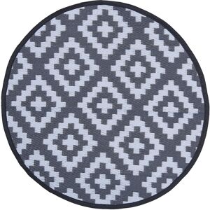 Charles Bentley - Diamond Pattern Lightweight Waterproof Indoor/Patio Small Rug - Grey, White / Diamond - round