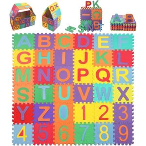 Xuigort - Children's play mat, 1616cm Children's puzzle mat with letters from 0 to 9 36 pieces from a to z & numbers puzzle mat letters cold