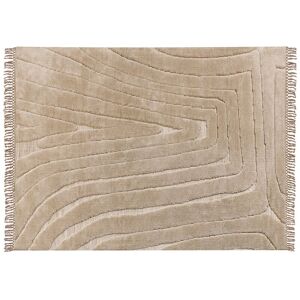 Beliani - Classic Area Rug 300 x 400 cm Polyester Cotton Backing Decorative Tassels Living Room Bedroom Beige Sazoo - Beige