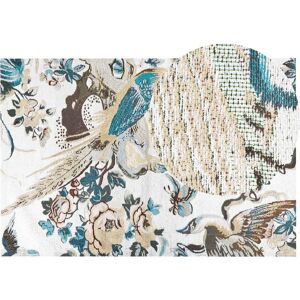 Beliani - Cotton Area Rug Birds and Flower Pattern Rectangular 200 x 300 cm Multicolour Ariha - Multicolour