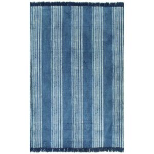 Bloomsburymarket - Cotton Grey Rug by Bloomsbury Market - Blue