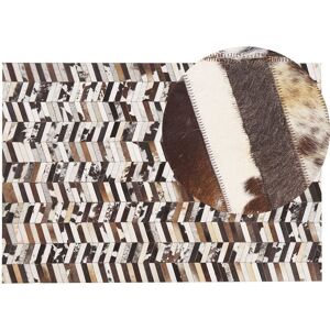 Beliani - Patchwork Cowhide Area Rug 140 x 200 cm Herringbone Pattern Brown White Akyele - Brown