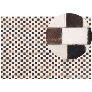 Beliani - Area Rug Beige and Brown Modern Cowhide Patchwork Geometric 160 x 230 cm Kayabey - Brown