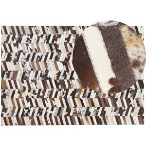 BELIANI Patchwork Cowhide Area Rug 160 x 230 cm Herringbone Pattern Brown White Akyele - Multicolour