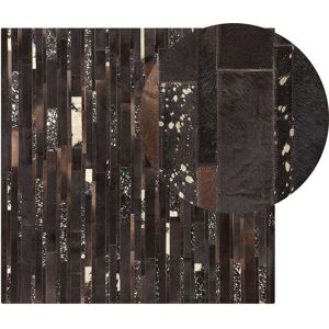 BELIANI Modern Cowhide Area Rug Dark Brown Leather 200 x 200 cm Artvin - Brown