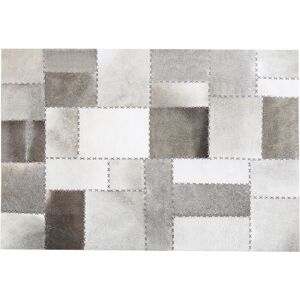 Beliani - Vintage Cowhide Leather Patchwork Area Rug Brown Beige 160 x 230 cm Pervari - Grey