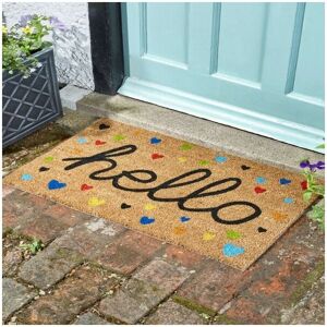 Smart Garden Hearty Heart Hello Coir Doormat PVC Backing Mat Indoor Outdoor