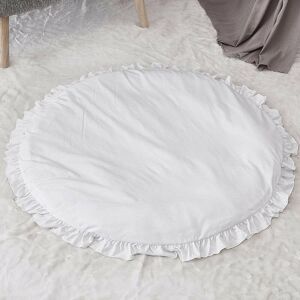 Round Soft Baby Mat - Solid Color White - Denuotop