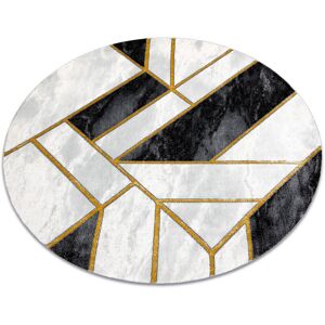 RUGSX Exclusive emerald Carpet 1015 circle - glamour, stylish marble, geometric black / gold black round 200 cm