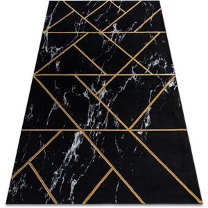 Rugsx - Exclusive emerald Carpet 2000 glamour, stylish geometric, marble black / gold black 80x150 cm