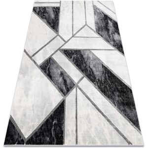 Rugsx - Exclusive emerald Carpet 81953 glamour, stylish marble, geometric black / silver grey 80x150 cm