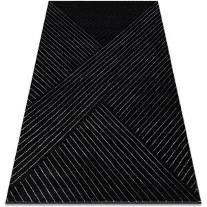 Rugsx - Exclusive emerald Carpet A0084 glamour, stylish, lines, geometric black / silver black 80x150 cm