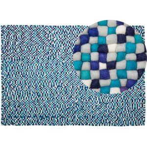 Beliani - Modern Area Rug Multicolour Blue Wool Felt Ball Hand-Woven 160 x 230 cm Amdo - Multicolour