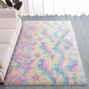 Pesce - Fluffy Area Rugs, 3X5 Feet Rainbow Carpet, Ultra Soft Indoor Modern Plush Carpets for Living Room Bedroom Kids Room Nursery Home Decor,