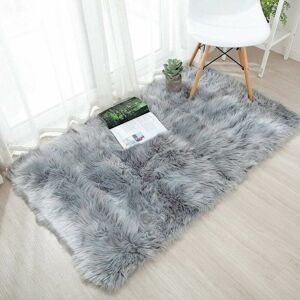 HOOPZI Fluffy Rug, Fluffy Bed Rug Faux Sheepskin Rugs For Living Room Kids Room Bedroom Sofa Rugs Car Bed Mat (Gray)