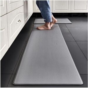 GROOFOO Non-Slip Kitchen Mat, Kitchen Mat in Front of Sink, Indoor Doormat Rug, Runner Rug, Waterproof pvc, Non-Slip, Oil Resistant (Gray, 45 x 75cm)